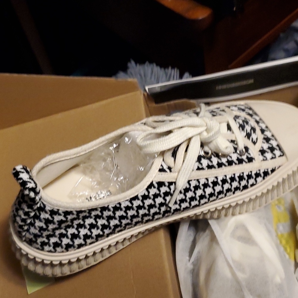 Blue black n white platform sneakers